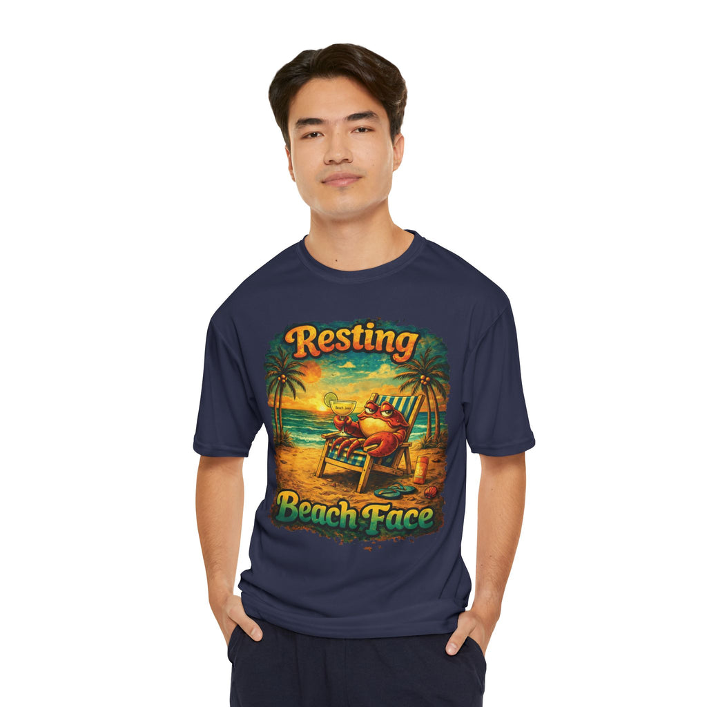 Resting Beach Face Performance T-Shirt — Tropical Funny Vacation Tee
