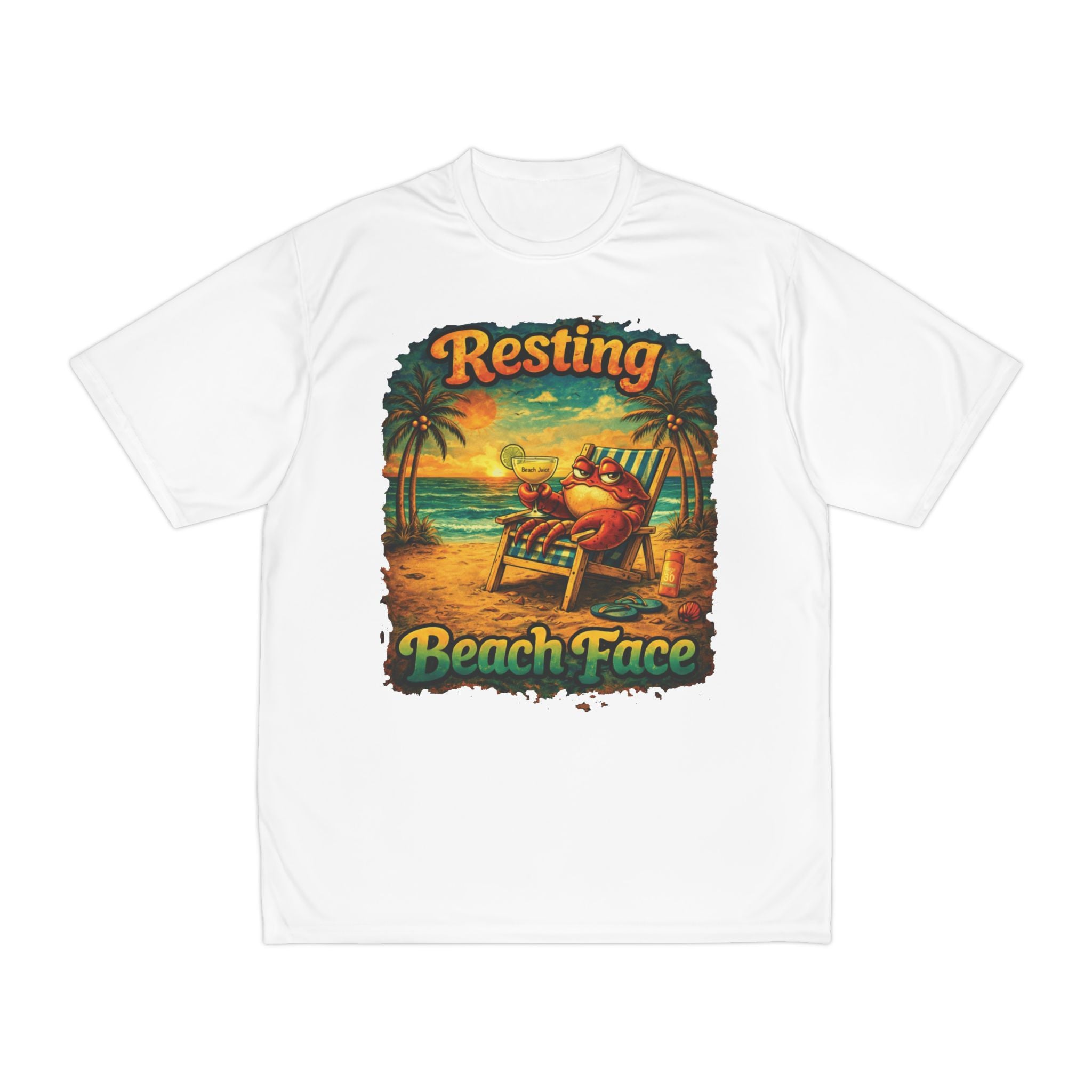 Resting Beach Face Performance T-Shirt — Tropical Funny Vacation Tee