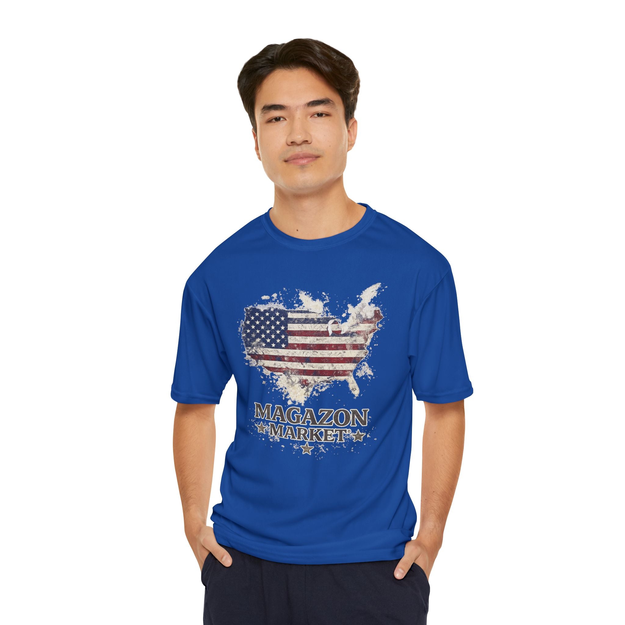 Patriotic USA Map Performance T‑Shirt — "Magazon Market" Graphic