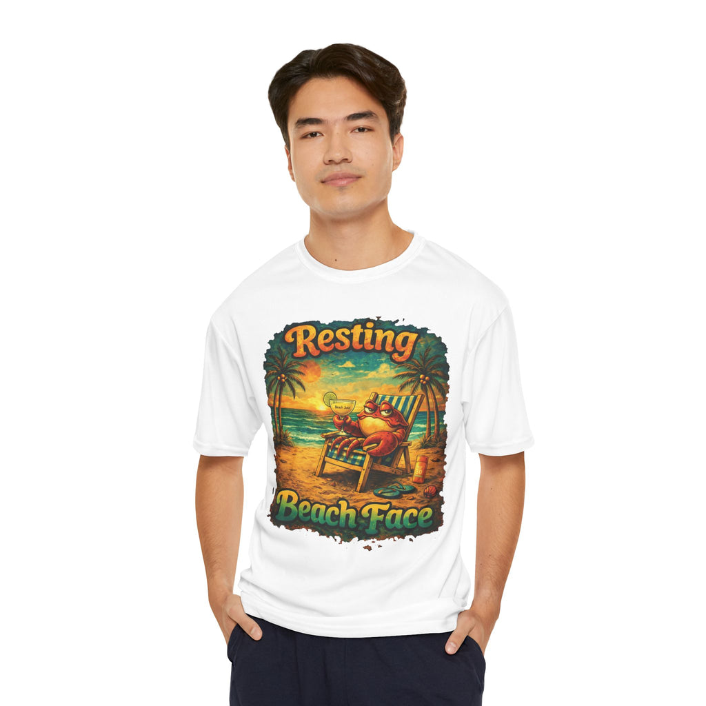 Resting Beach Face Performance T-Shirt — Tropical Funny Vacation Tee