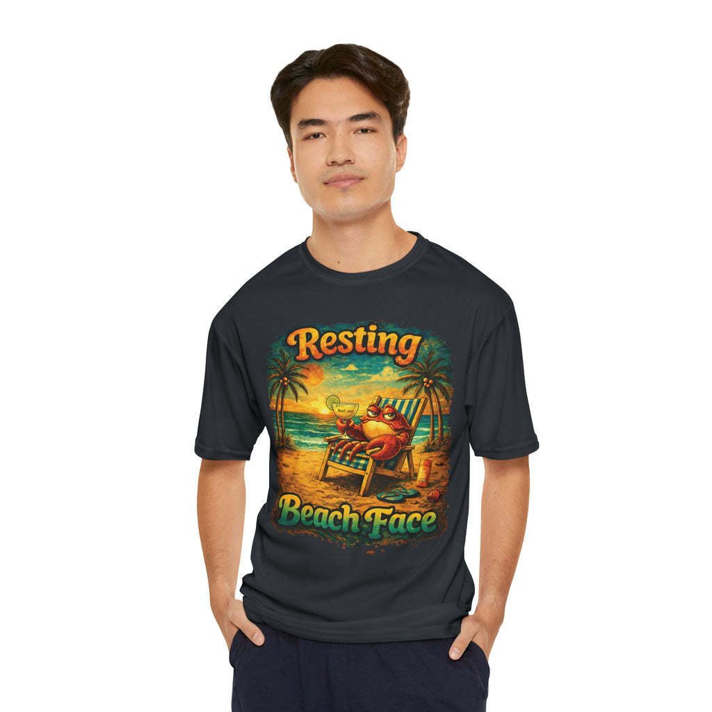 Resting Beach Face Performance T-Shirt — Tropical Funny Vacation Tee