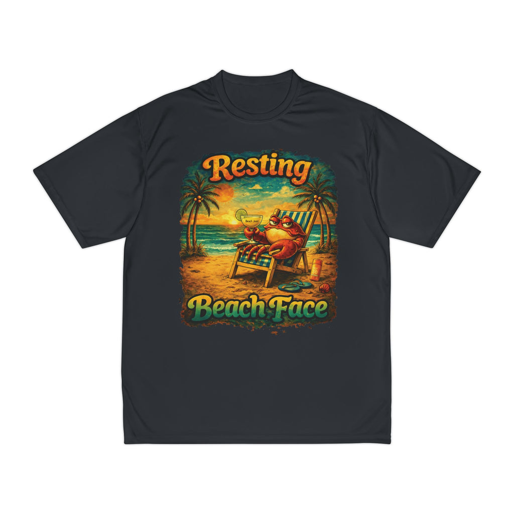 Resting Beach Face Performance T-Shirt — Tropical Funny Vacation Tee