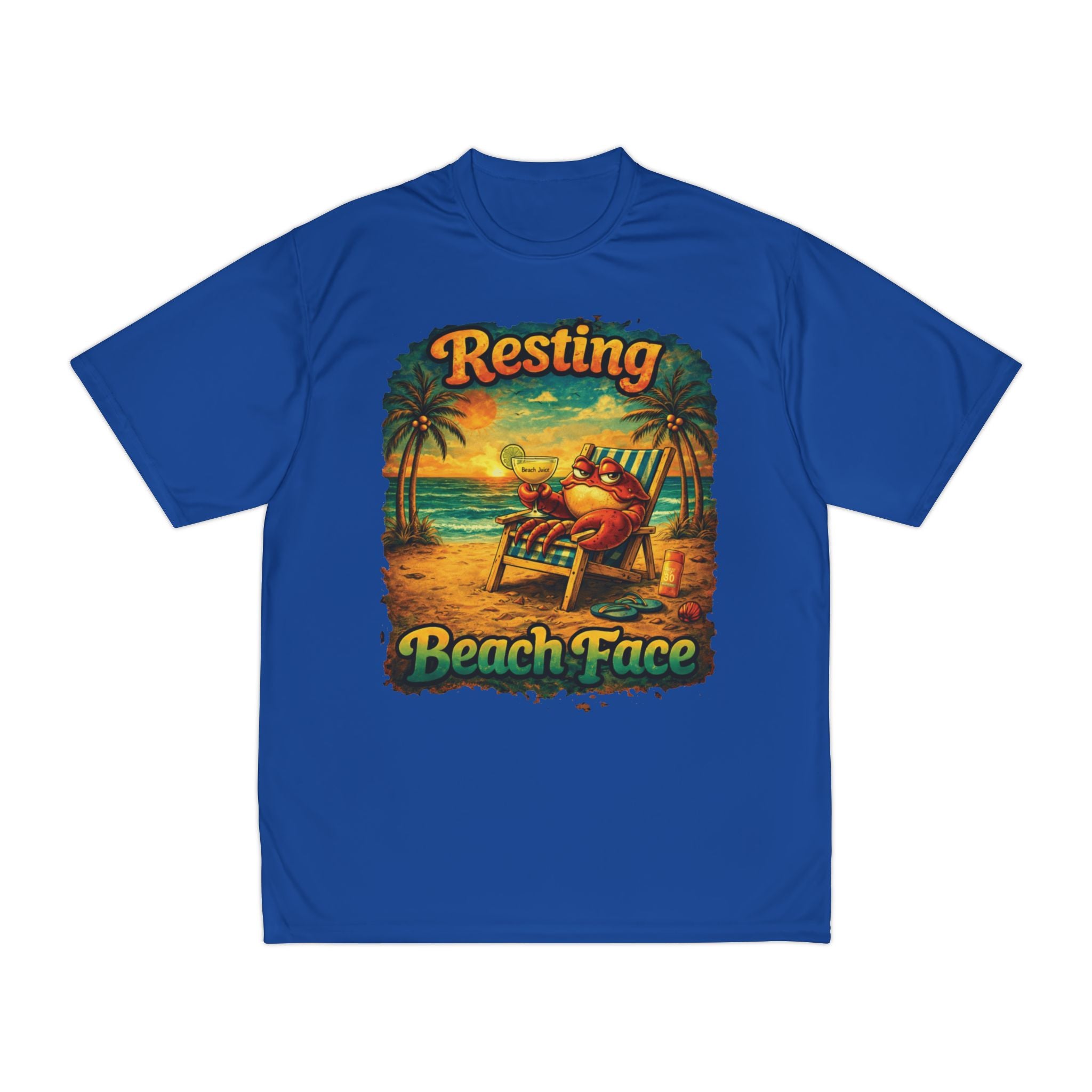 Resting Beach Face Performance T-Shirt — Tropical Funny Vacation Tee