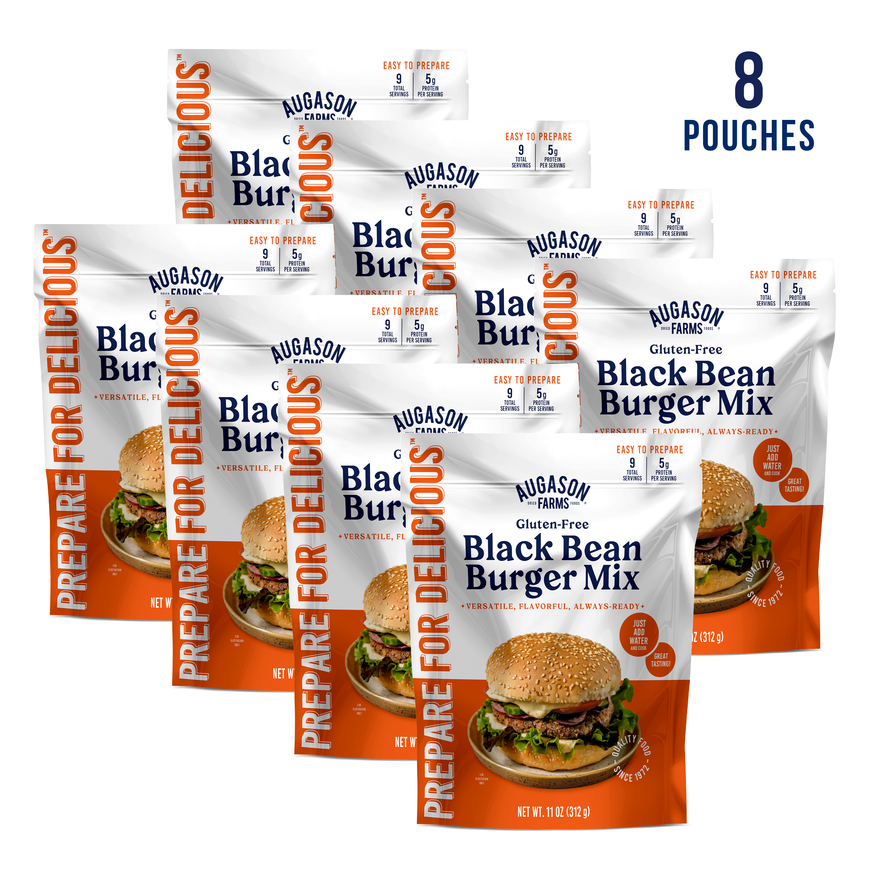 Gluten Free Black Bean Burger Mix Pouch, 9 Servings