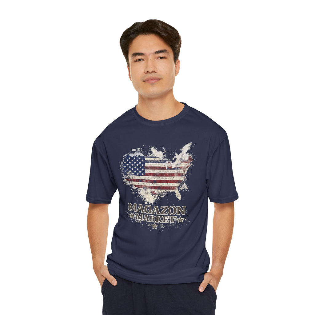 Patriotic USA Map Performance T‑Shirt — "Magazon Market" Graphic