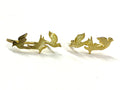 Gold Peace 3 Dove Stud Earrings ear climber olive branch baptism wedding dove Holy Spirit symbol of Sole and Holy Spirit Womans Girls Christian Jewelry