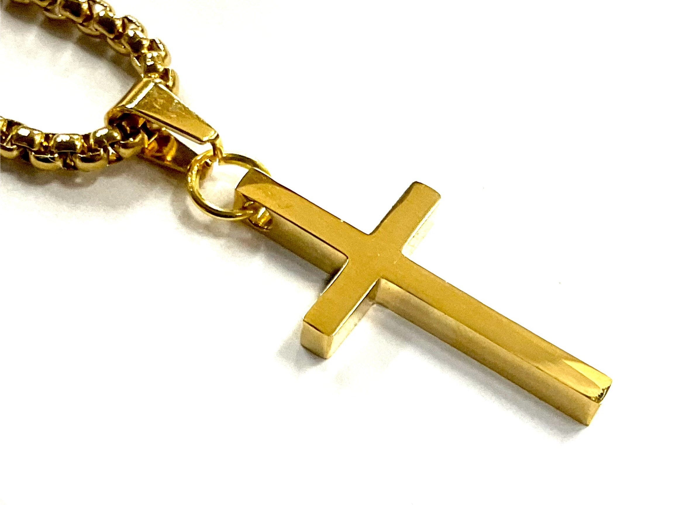 Small Slender Sleek Silver Cross Chain for Men Women Necklace Waterproof Hypoallergenic Stainless Steel Girls Boy Jesus