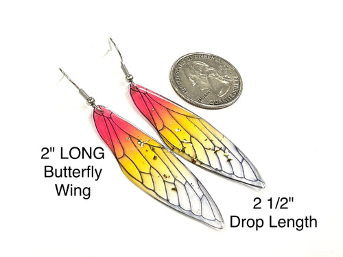 Butterfly Earrings acrylic fairy wing hope rebirth transformation Enchanted LARP Cosplay wedding peace earthly beauty Sole Spirit boho Girl