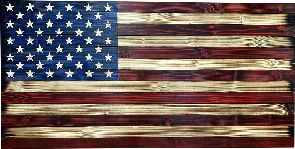 Large Red and Blue American Flag Hidden Gun Storage Cabinet