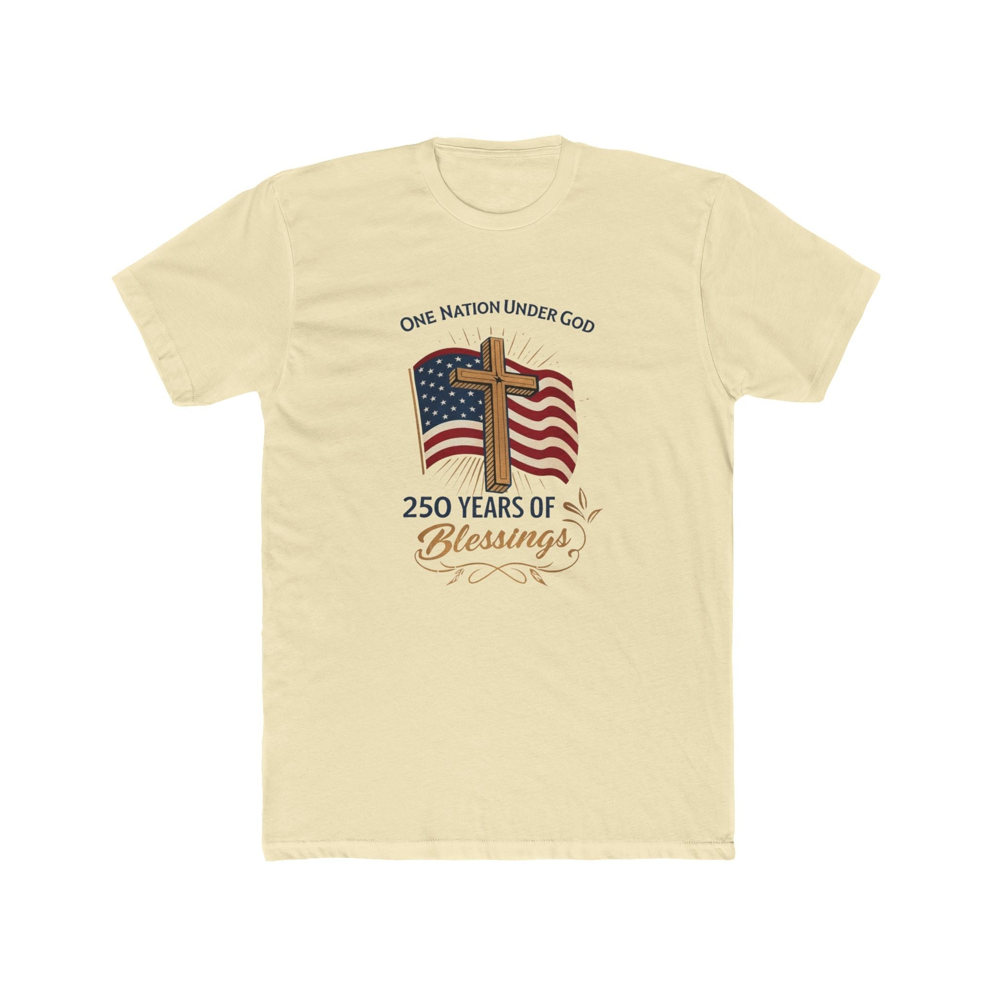 America: 250 Years of Blessings “One Nation Under God” Flag & Cross Patriotic T-Shirt