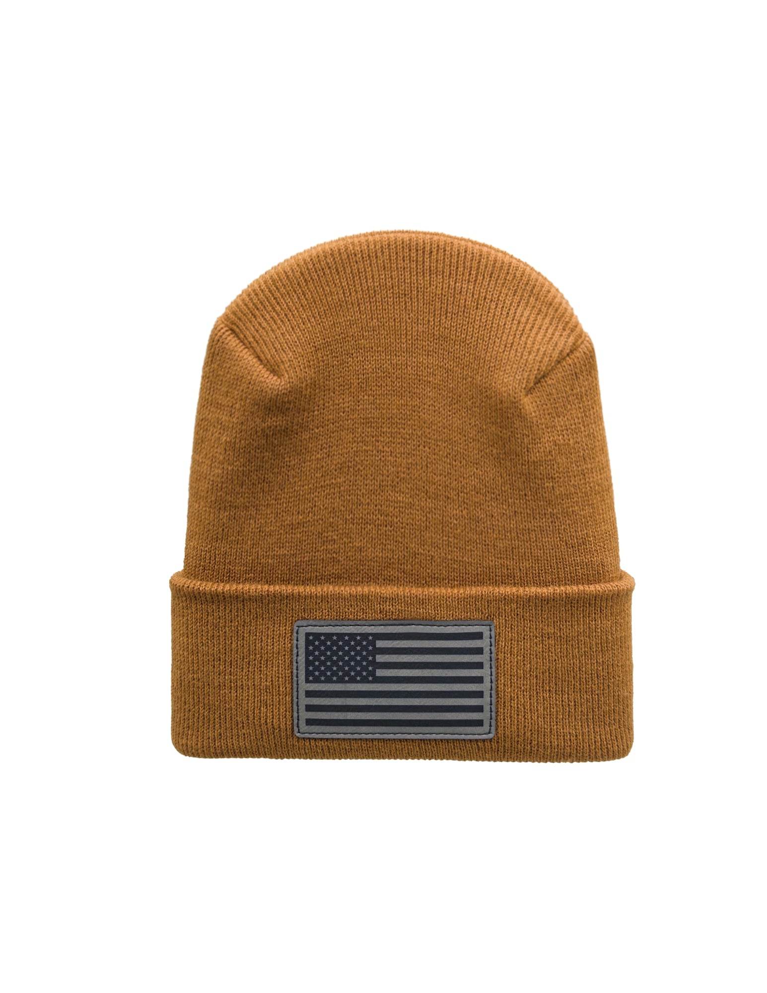 American Flag Beanie - H-Stitch Circular Knit Cuffed Beanie - Patented Design and Made in USA