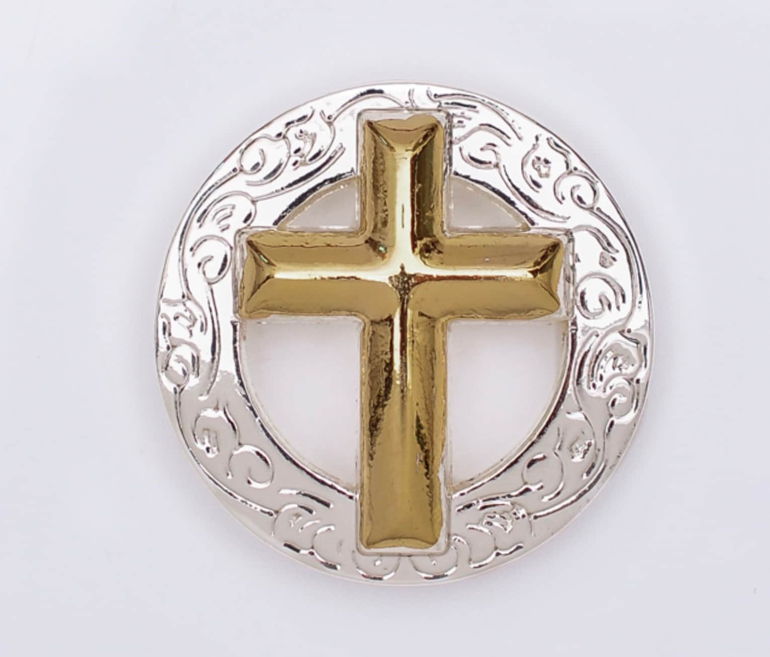 Set of 5 - Cross Concho Belt Silver Gold Accent Hat Leather Working Components Cast Western Stamped Stainless Steel 2 Color Jesus Jewelry