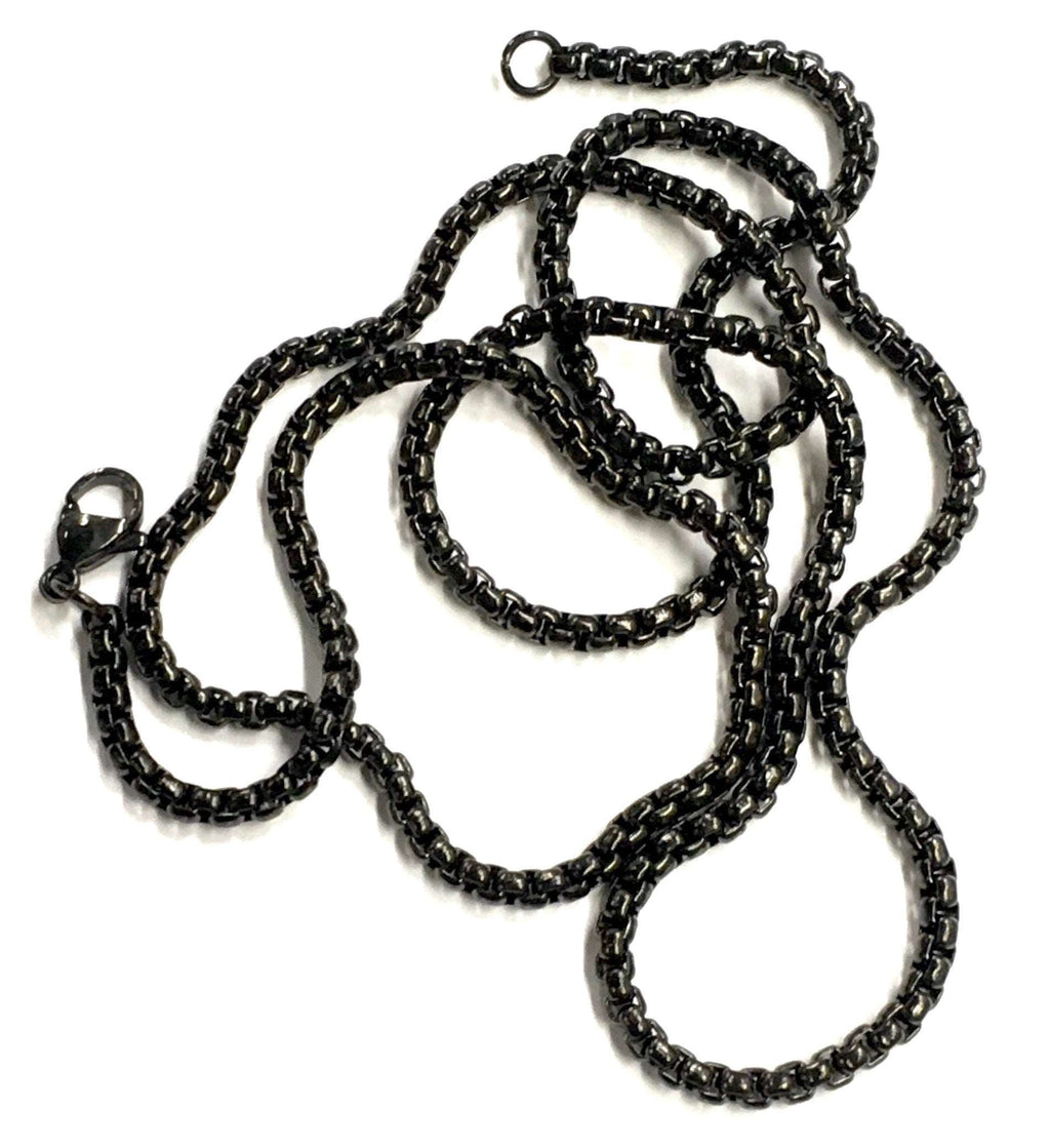 black cross necklace obsidian hematite black mens ancient old world pendant waterproof stainless steel boys box chain crucifix man jewelry