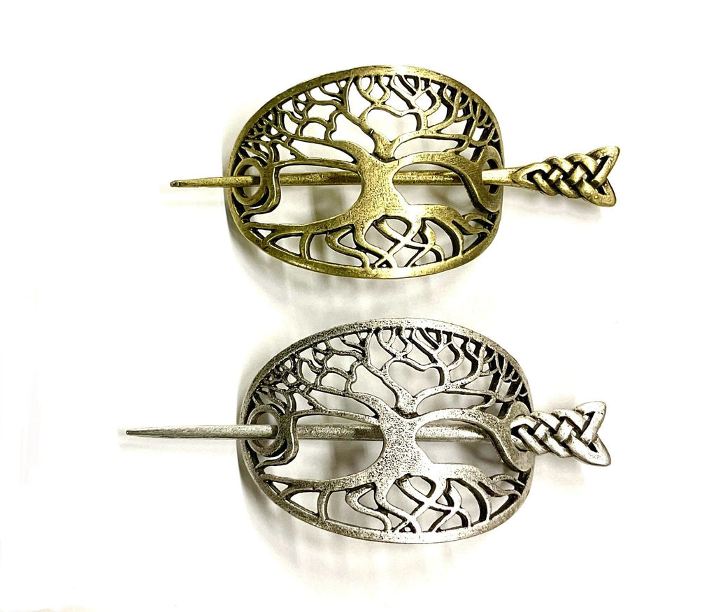 Tree of life hair barrette irish celtic metal stick hair clip viking hairpin pullback silver braided hairstyle clip hair accessories